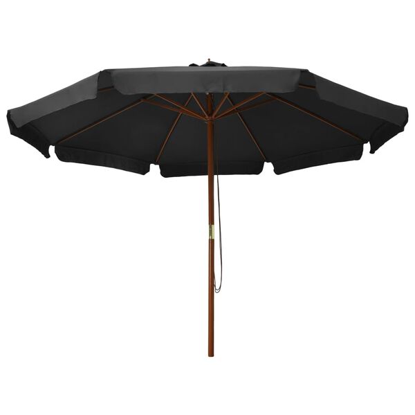 vidaXL Parasol met houten paal 330 cm antraciet