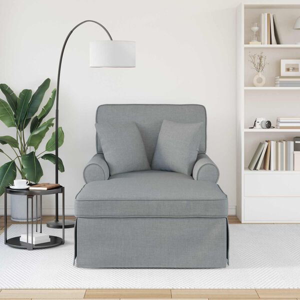 vidaXL Chaise Lounge met Rok Lichtgrijs 91 x 157 x 91 cm Stof