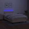 vidaXL Boxspring met matras en LED stof crèmekleurig 120x200 cm