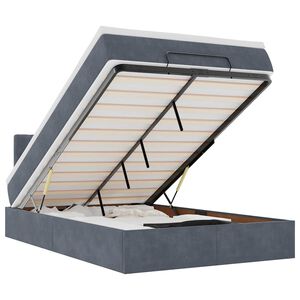 vidaXL Bed poef met matras en LED's 120x190 cm fluweel donkergrijs