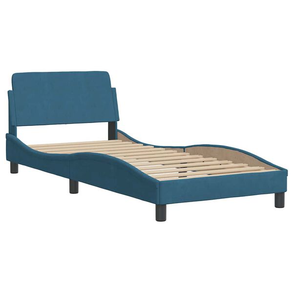 vidaXL Bedframe met hoofdeinde "Dover" fluweel blauw 90x190 cm