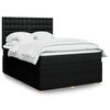 vidaXL Boxspring met matras stof zwart 140x190 cm