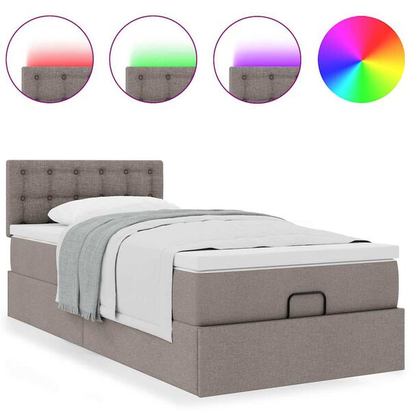 vidaXL Ottoman bed met matras en LED's 80x200cm stof taupe