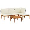 vidaXL 5 st Massief acaciahout & touw Naturel