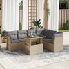 vidaXL 7-delige Loungeset met kussens poly rattan beige