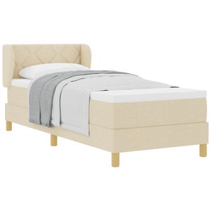 vidaXL Boxspringbed met matras met hoofdeinde Cr&egrave;me 80 x 200 cm Stof