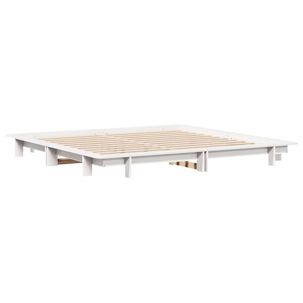 vidaXL Bedframe zonder matras massief grenenhout wit 160x200 cm
