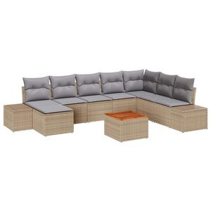 vidaXL Tuin Sofa Set 9 pcs beige en lichtgrijs