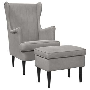 vidaXL Fauteuil met Voetenbank 2 st Lichtgrijs Fluweel