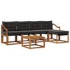 vidaXL Buiten bankenset met kussen 6 pcs Natuurlijk en Zwart