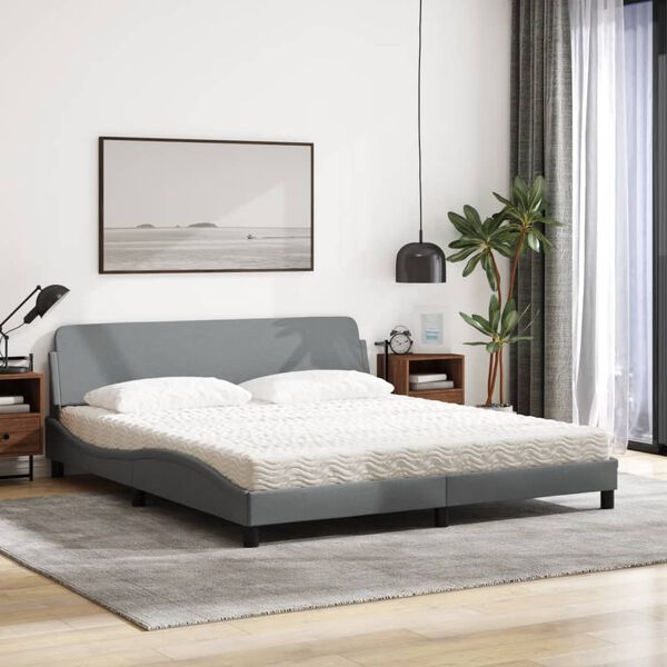 vidaXL Bed met matras "Dover" stof lichtgrijs 180x200 cm