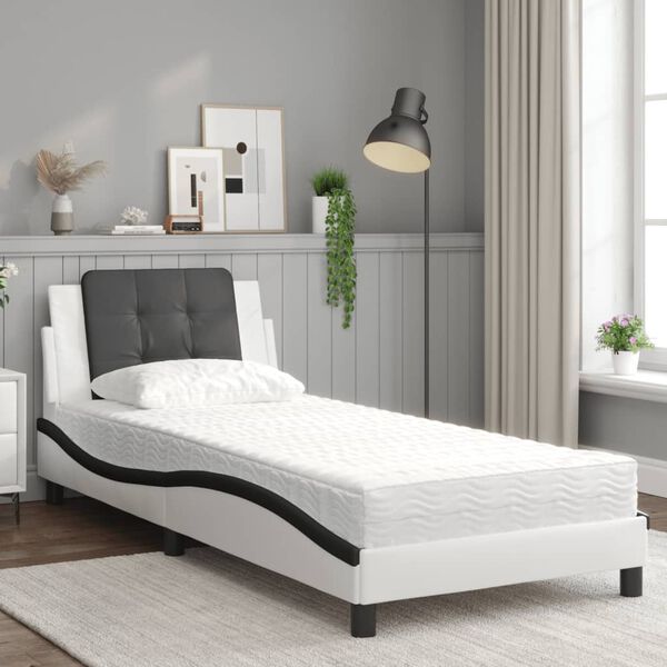 vidaXL Bedframe zonder matras "Zadar" kunstleer zwart en wit 90x200 cm