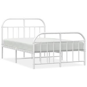 vidaXL Bedframe met hoofd- en voeteneinde metaal wit 120 x 190 cm
