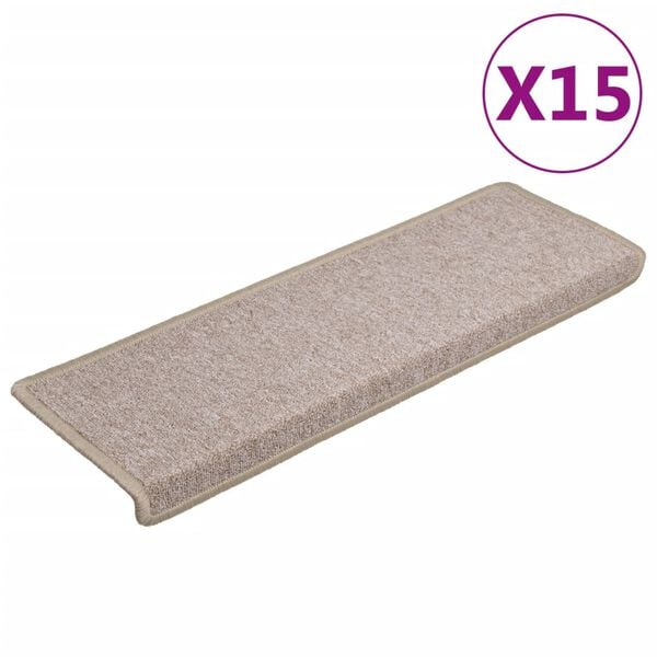 vidaXL Trapmatten 15 st 65x21x4 cm Taupe Rechthoekige Rand