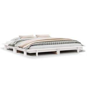 vidaXL Bedframe zonder matras massief grenenhout wit 160x200 cm