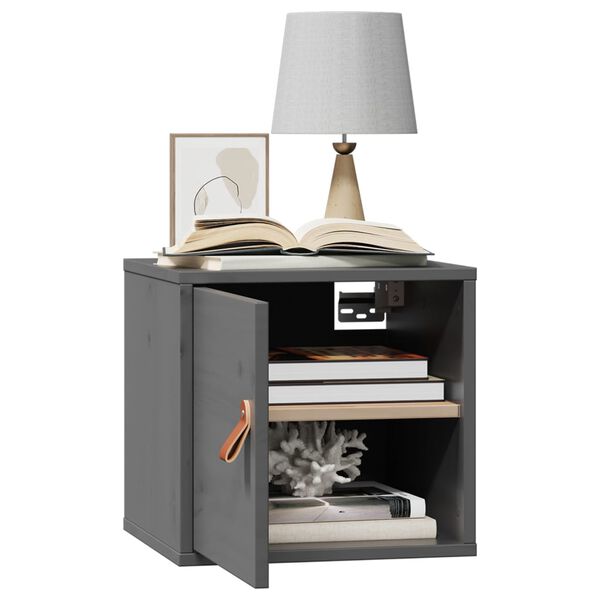 vidaXL Wandkast 31,5x30x30 cm massief grenenhout grijs