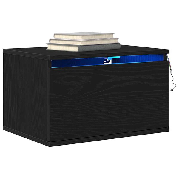 vidaXL Wandkastje met lade Zwart Eiken 50 x 36 x 30 cm Bewerkt hout