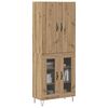 vidaXL Hoge kast 2 pcs Artisan Eiken Ge&euml;ngineerd hout en glas