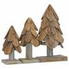 vidaXL Kerstboom 3 st Bruin 40 cm Massief teakhout