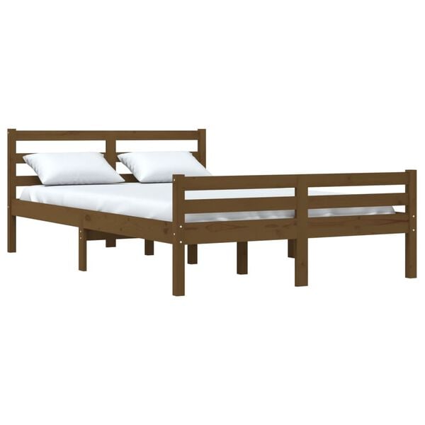 vidaXL Bedframe massief hout honingbruin 120x190 cm