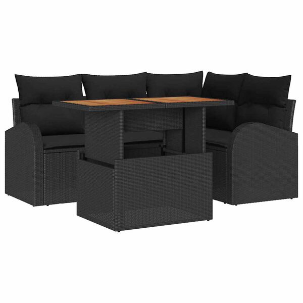 vidaXL Tuin Sofa Set met kussen 5 pcs Zwart