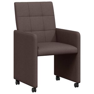 vidaXL Eetkamerstoelen met Wieltjes 2 st Stof Donkerbruin