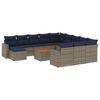 vidaXL 13-delige tuinbankset met kussens, grijs polyrotan