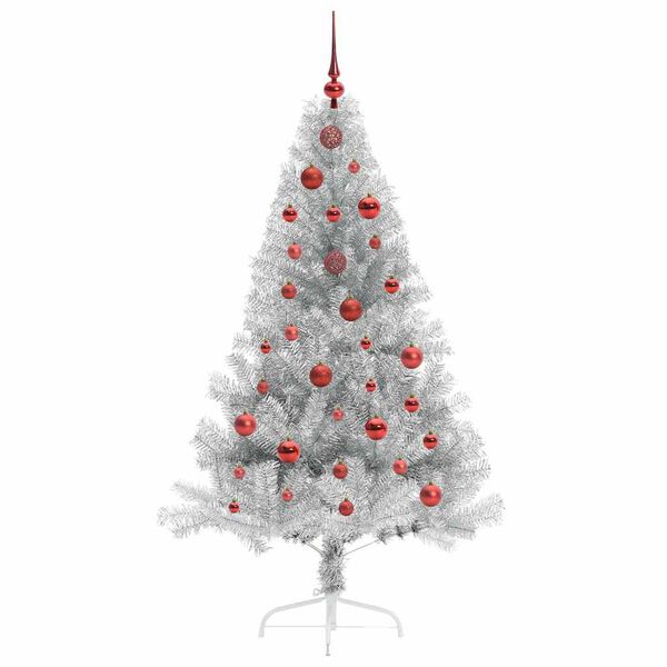 vidaXL Kunstmatig Voorverlicht Kerstboom met 150 LED Zilver 150 cm PET