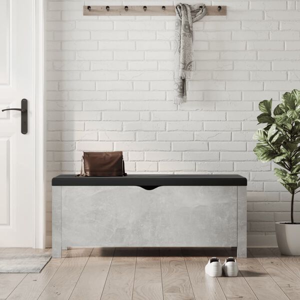 vidaXL Opbergdoos met kussen betongrijs 105x40x45 cm