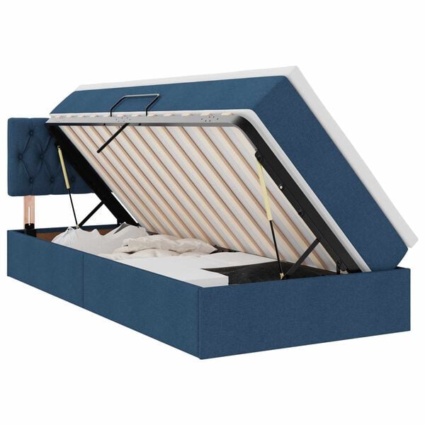 vidaXL Opbergbed met matras met matras Blauw 90 x 200 cm Bewerkt hout