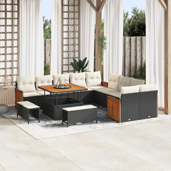 vidaXL Tuin Sofa Set 13 pcs Zwart en Cr&egrave;me poly rattan
