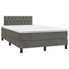 vidaXL Boxspring met matras en LED fluweel donkergrijs 120x190 cm