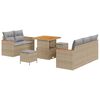 vidaXL Tuin Sofa Set met kussen met opslag 8 pcs Beige Poly riet