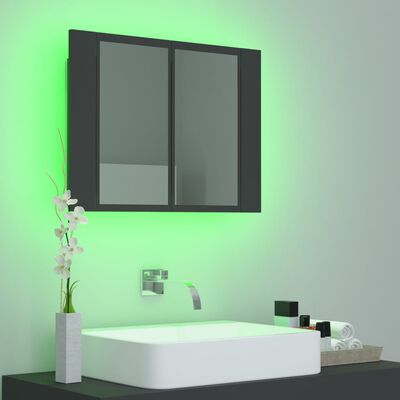 vidaXL Badkamerkast met spiegel en LED 60x12x45 cm acryl grijs