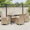 vidaXL Tuin eettafelset 5 pcs Beige poly rattan