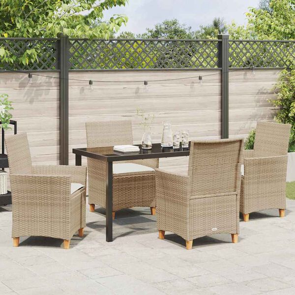 vidaXL Tuin eettafelset 5 pcs Beige poly rattan