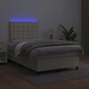 vidaXL Boxspring met matras en LED kunstleer cr&egrave;mekleurig 120x200 cm