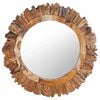vidaXL Wandspiegel rond 60 cm teakhout