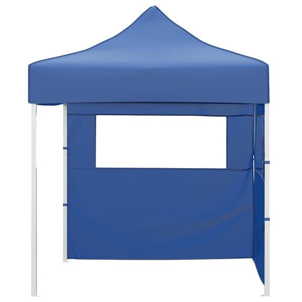 vidaXL Partytent met 2 zijwanden inklapbaar 2x2 m staal blauw