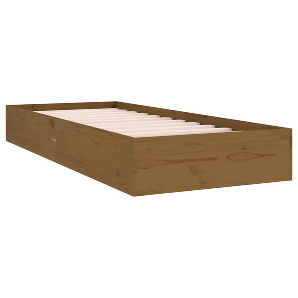 vidaXL Bedframe massief hout honingbruin 75x190 cm