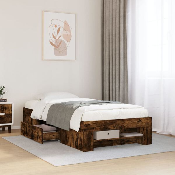vidaXL Bedframe zonder matras hout gerookt eikenkleurig 90x190 cm