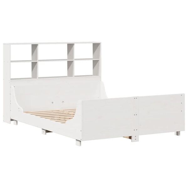 vidaXL Bed met boekenkast zonder matras massief hout wit 160x200 cm
