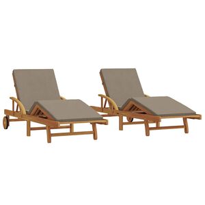 vidaXL Ligstoel 2 st Massief Acaciahout Taupe