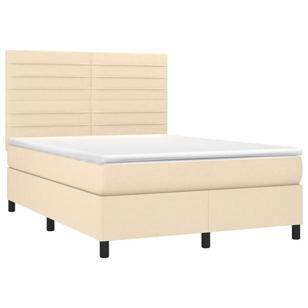 vidaXL Boxspring met matras stof cr&egrave;mekleurig 140x200 cm