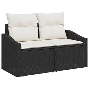 vidaXL Tuinbank met kussen 123 x 62 x 69 cm poly rattan