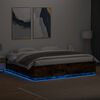vidaXL Bedframe met LED-verlichting gerookt eikenkleurig 180x200 cm