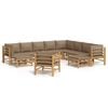 vidaXL 12-delige Loungeset met kussens bamboe taupe