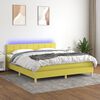 vidaXL Boxspring met matras en LED stof groen 180x200 cm