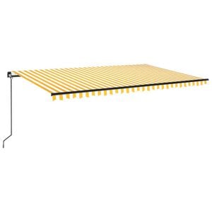 vidaXL Luifel handmatig uittrekbaar 500x300 cm geel en wit