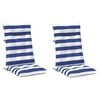 vidaXL Buiten Kussen 2 st Stof Blauw en Wit 120 x 50 x 7 cm